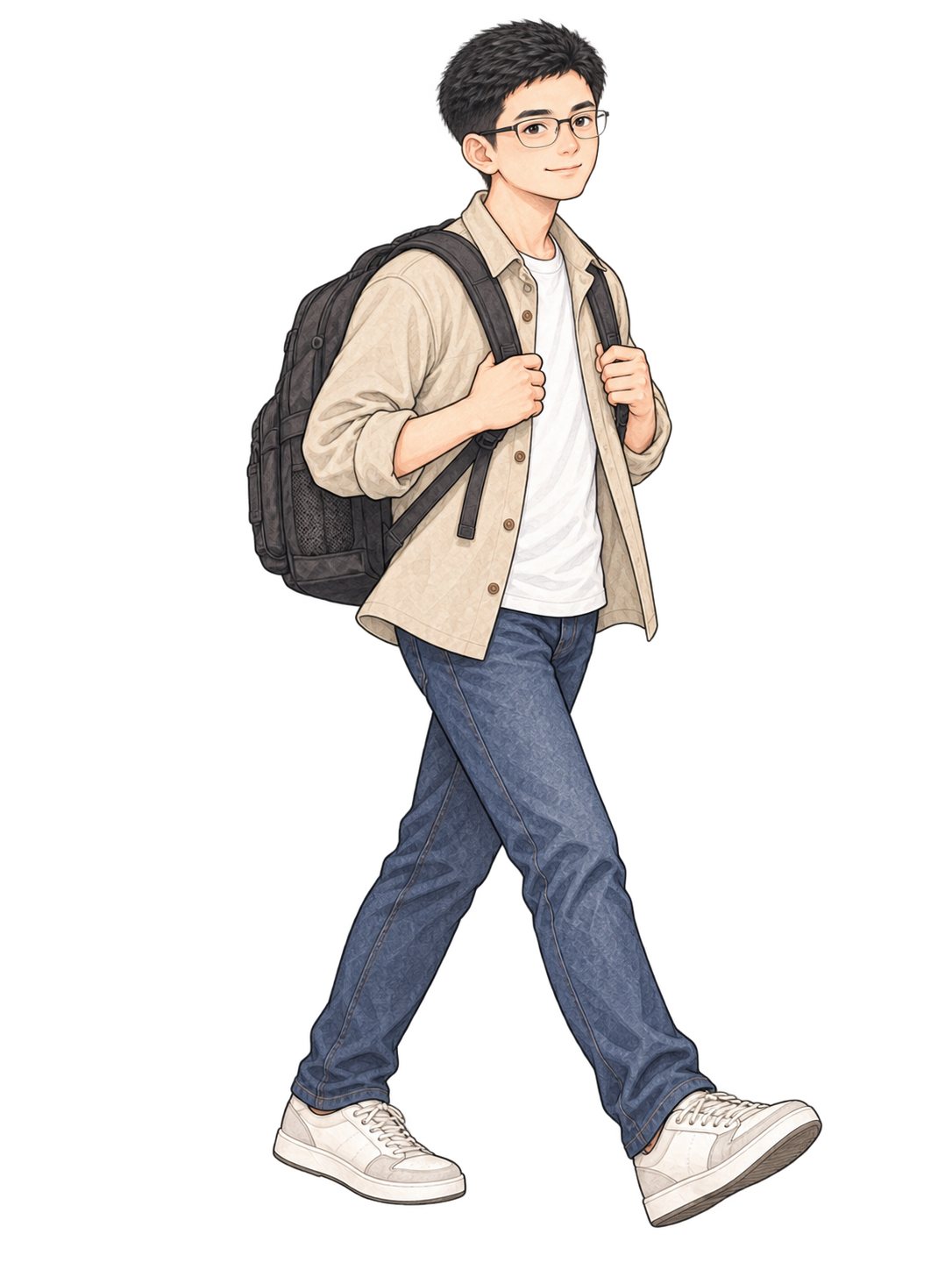 背上背包,走向小院的 Zack