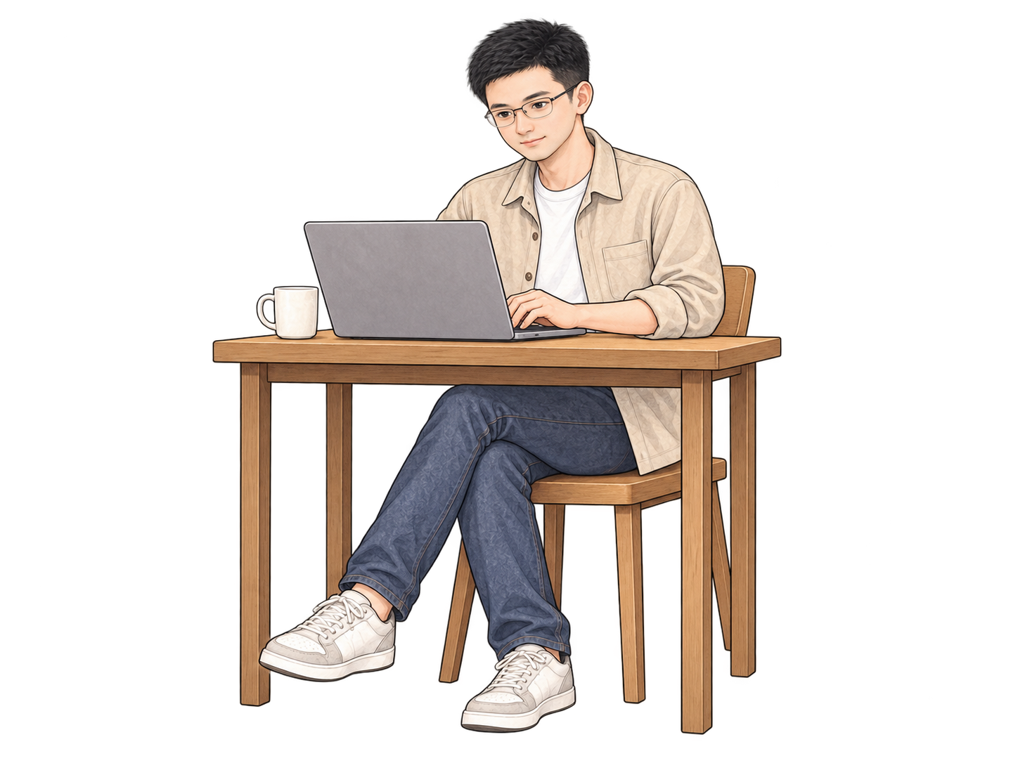 坐着用电脑的 Zack